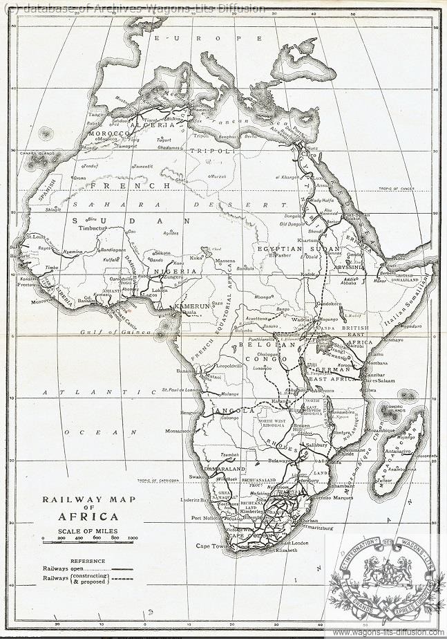 Wl carte railway map of africa 1914