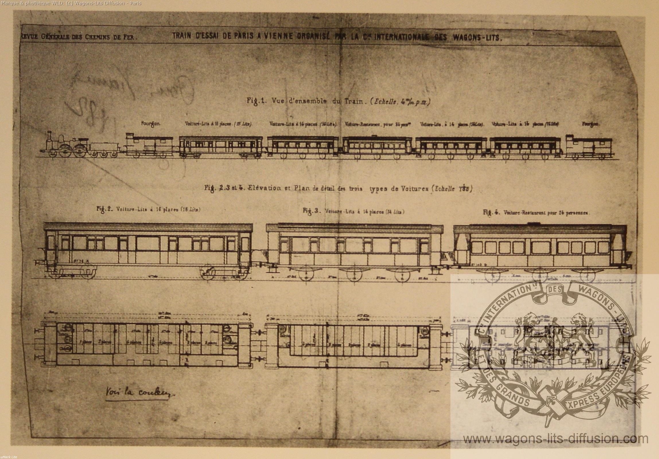 Wl composition du train d essai futur orient express en1882
