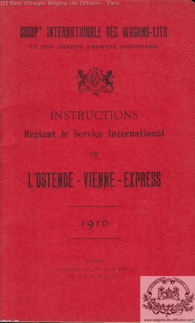 Wl manuel instruction vienne ostende orient express 1910