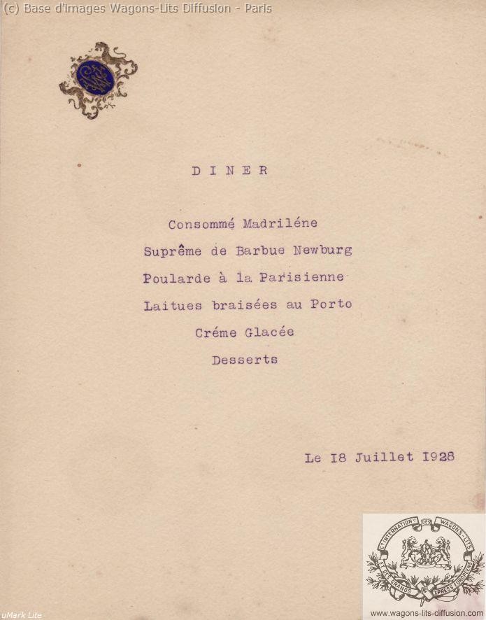 Wl menu pour president doumergue 1928