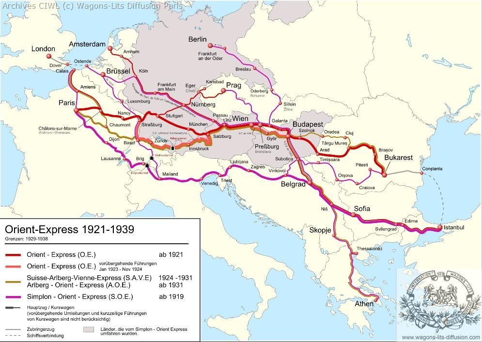 Wl trajet orient express 1921 a 1940